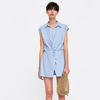 Picture of Casual Linen And Cotton Light Blue Shirt Jumpsuit
