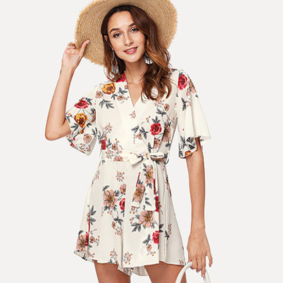 Picture of 2018 Hot Self Tie Floral Print Wrap Jumpsuit